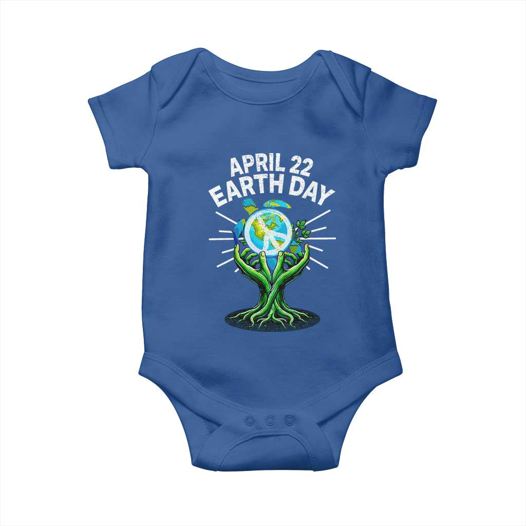 Happy Earth Day April 22 Baby Onesie Restore Earth Sea Turtle Tree Peace Sign TS11 Royal Blue Print Your Wear
