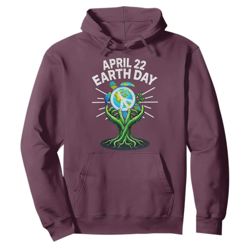 Happy Earth Day April 22 Hoodie Restore Earth Sea Turtle Tree Peace Sign TS11 Maroon Print Your Wear