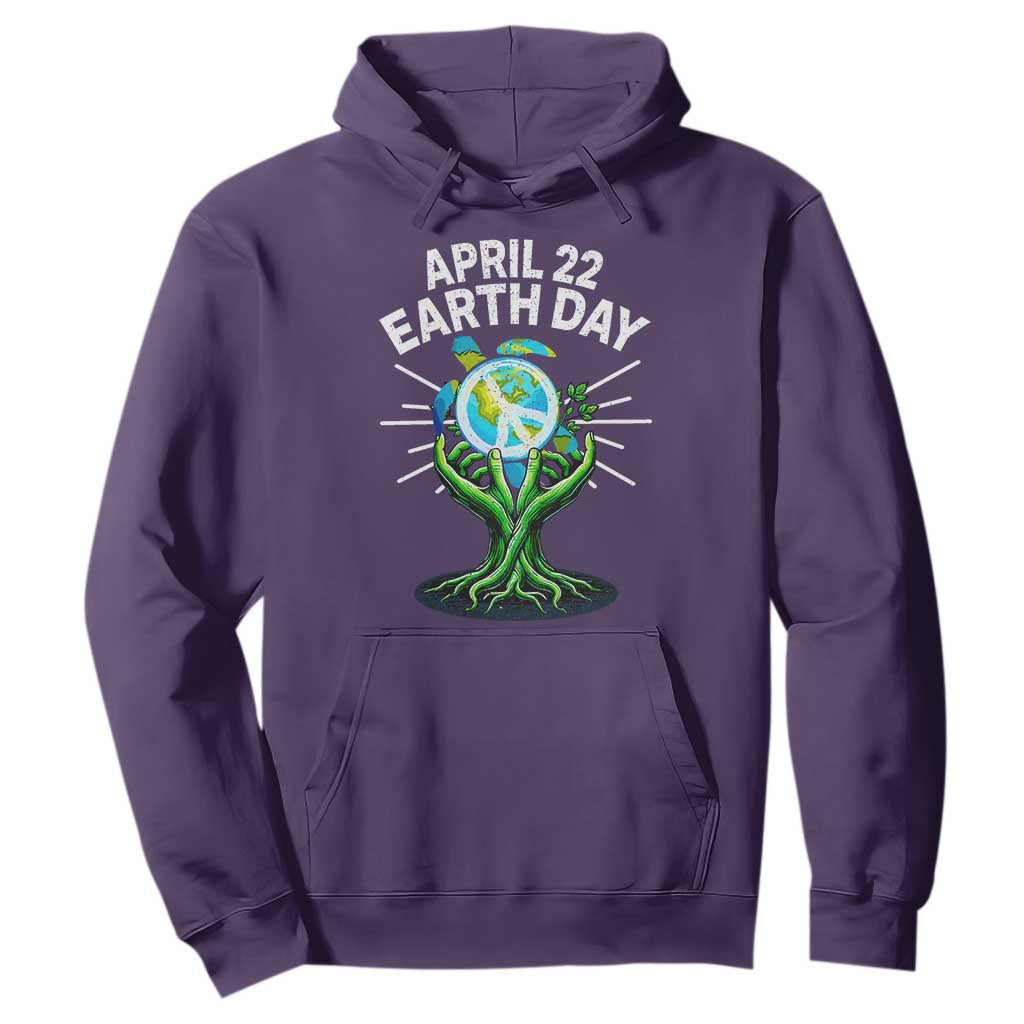 Happy Earth Day April 22 Hoodie Restore Earth Sea Turtle Tree Peace Sign TS11 Purple Print Your Wear