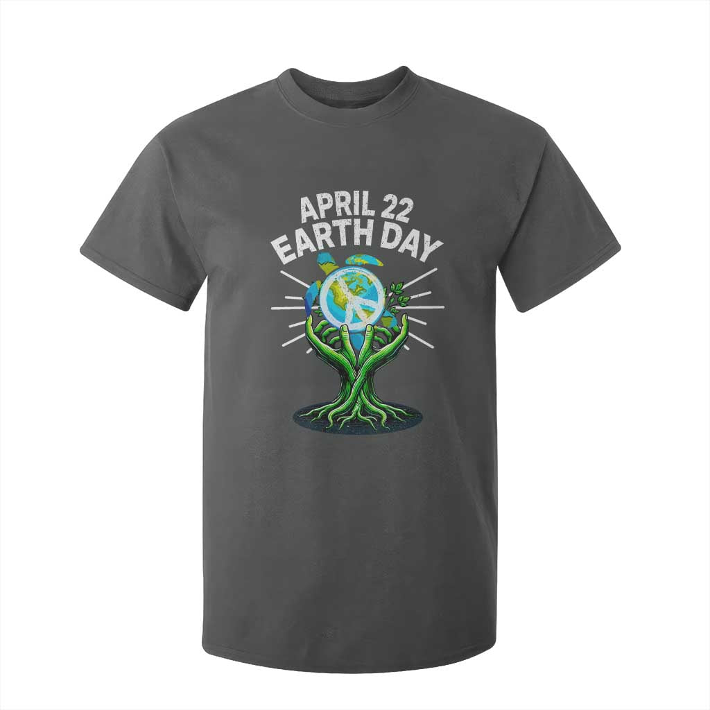 Happy Earth Day April 22 T Shirt For Kid Restore Earth Sea Turtle Tree Peace Sign TS11 Dark Heather Print Your Wear
