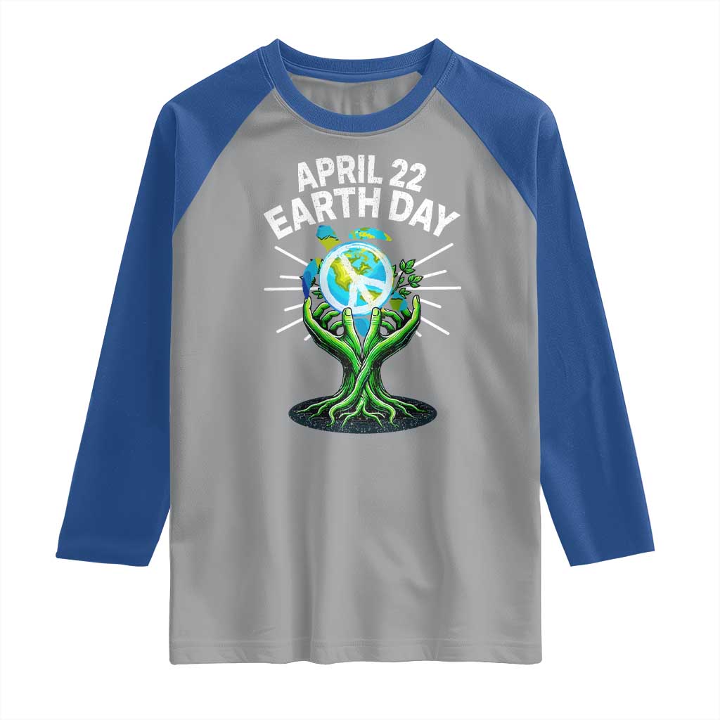 Happy Earth Day April 22 Raglan Shirt Restore Earth Sea Turtle Tree Peace Sign TS11 Sport Gray Royal Print Your Wear