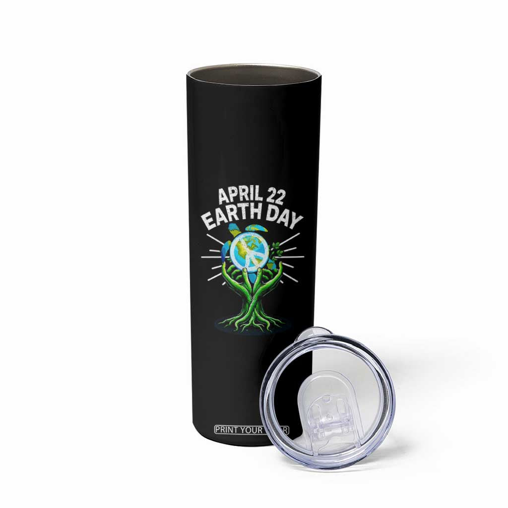 Happy Earth Day April 22 Skinny Tumbler Restore Earth Sea Turtle Tree Peace Sign TS11 Print Your Wear