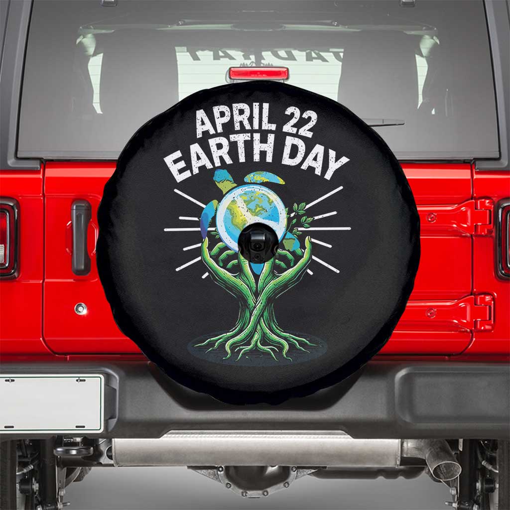 Happy Earth Day April 22 Spare Tire Cover Restore Earth Sea Turtle Tree Peace Sign TS11 Black Print Your Wear