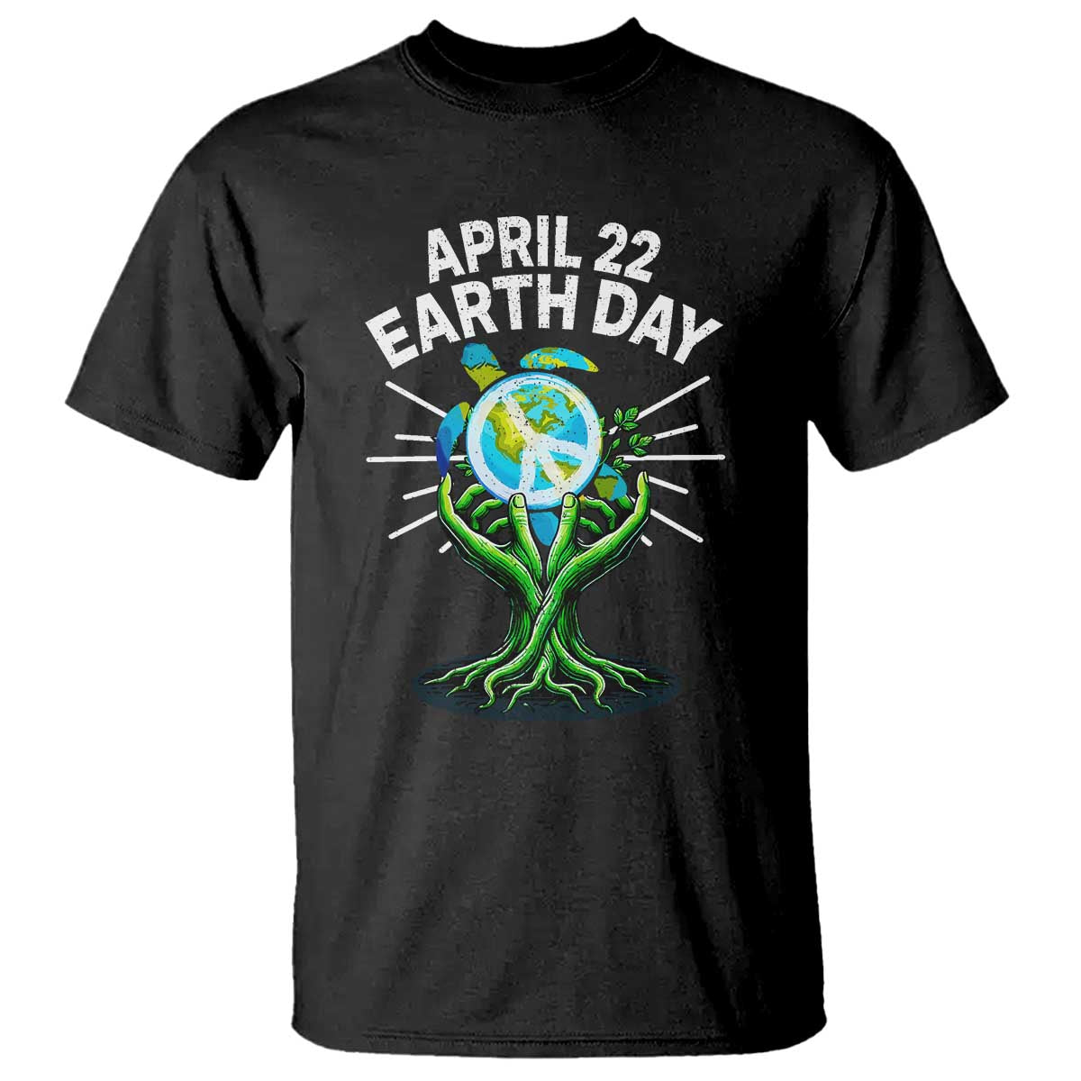 Happy Earth Day April 22 T Shirt Restore Earth Sea Turtle Tree Peace Sign TS11 Black Print Your Wear
