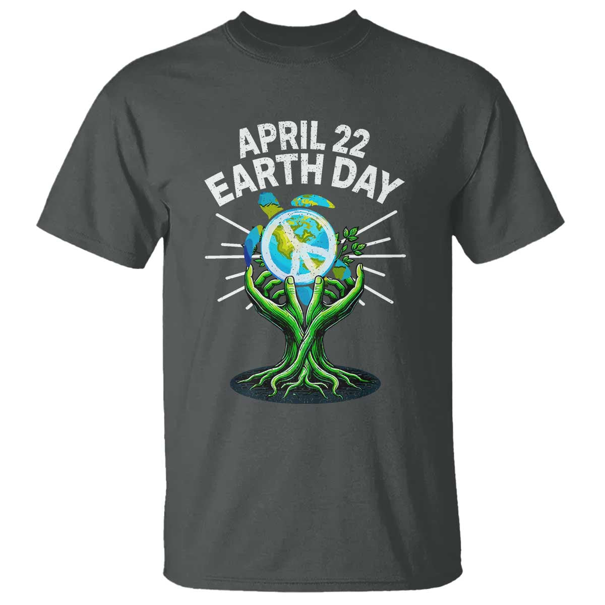 Happy Earth Day April 22 T Shirt Restore Earth Sea Turtle Tree Peace Sign TS11 Dark Heather Print Your Wear