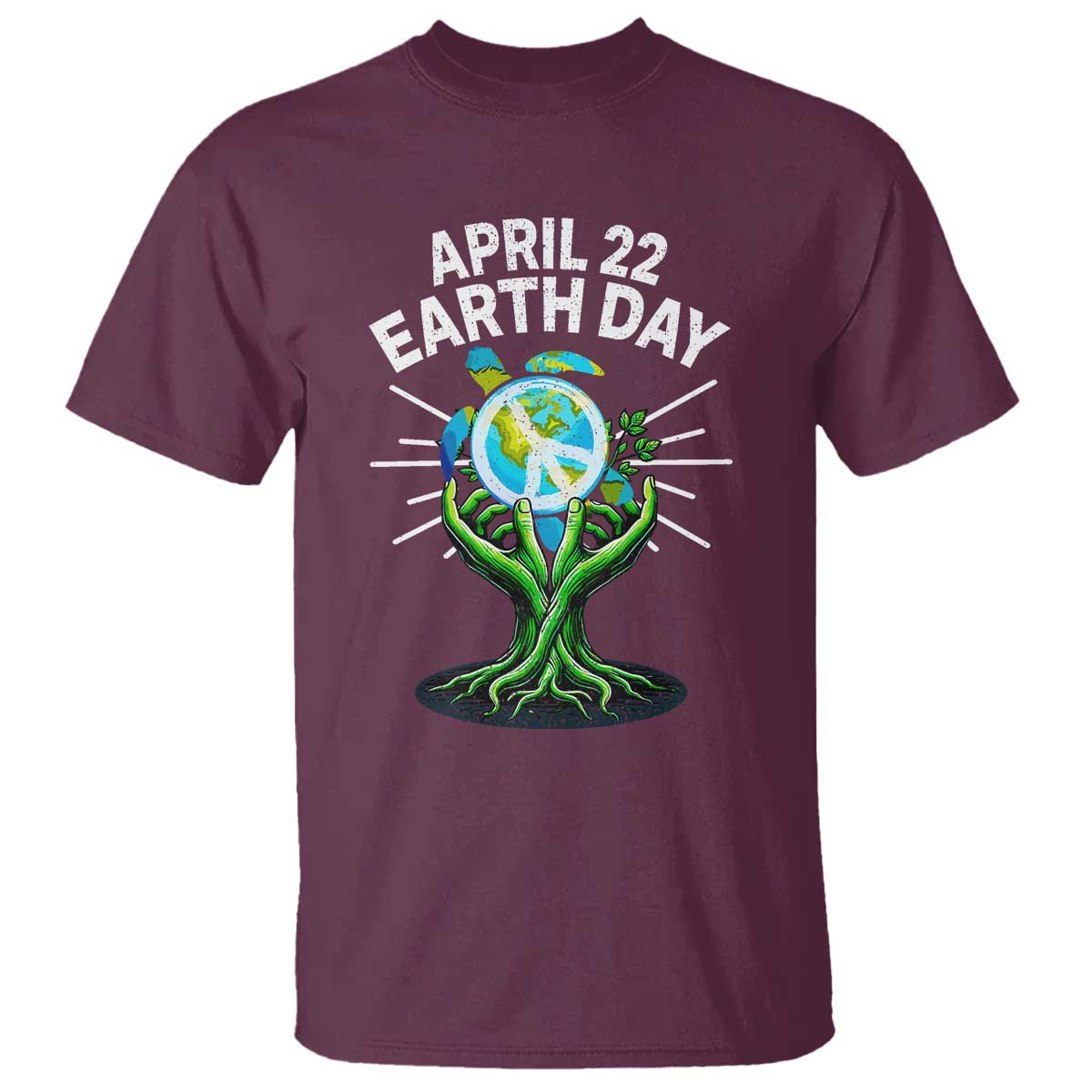 Happy Earth Day April 22 T Shirt Restore Earth Sea Turtle Tree Peace Sign TS11 Maroon Print Your Wear