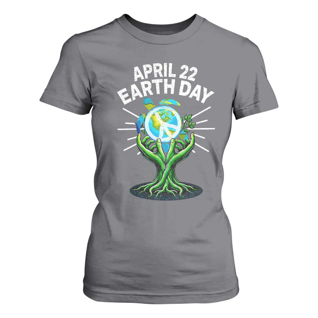 Happy Earth Day April 22 T Shirt For Women Restore Earth Sea Turtle Tree Peace Sign TS11 Charcoal Print Your Wear