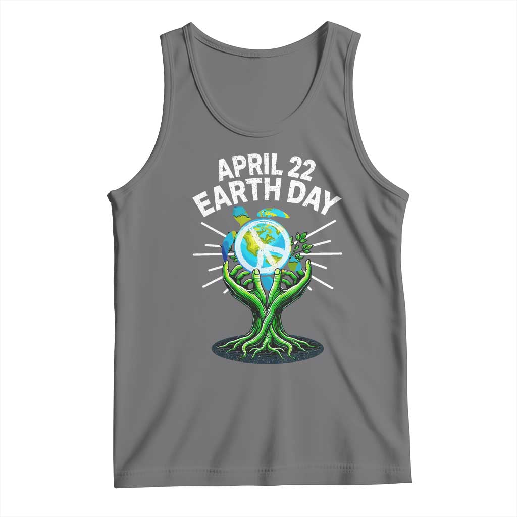 Happy Earth Day April 22 Tank Top Restore Earth Sea Turtle Tree Peace Sign TS11 Black Heather Print Your Wear