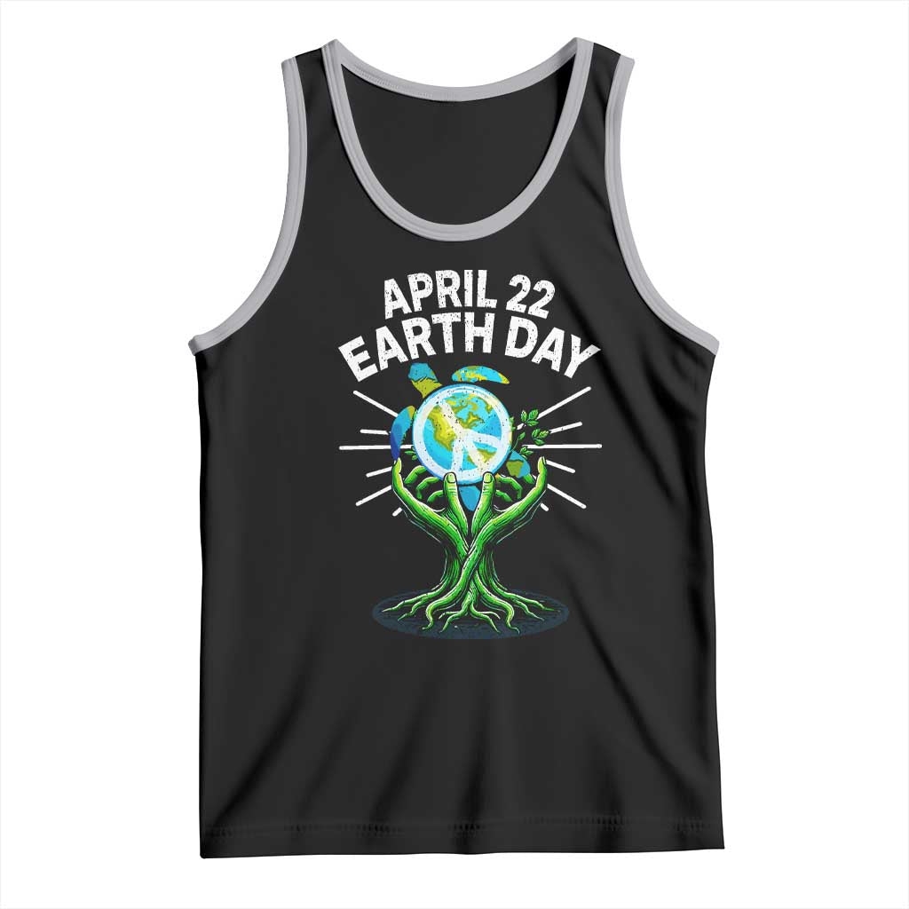 Happy Earth Day April 22 Tank Top Restore Earth Sea Turtle Tree Peace Sign TS11 Black Athletic Heather Print Your Wear