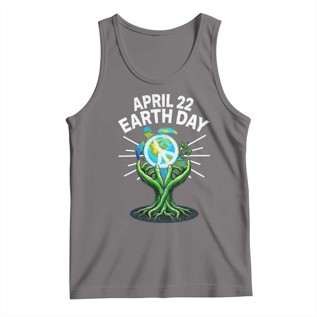 Happy Earth Day April 22 Tank Top Restore Earth Sea Turtle Tree Peace Sign TS11 Deep Heather Print Your Wear