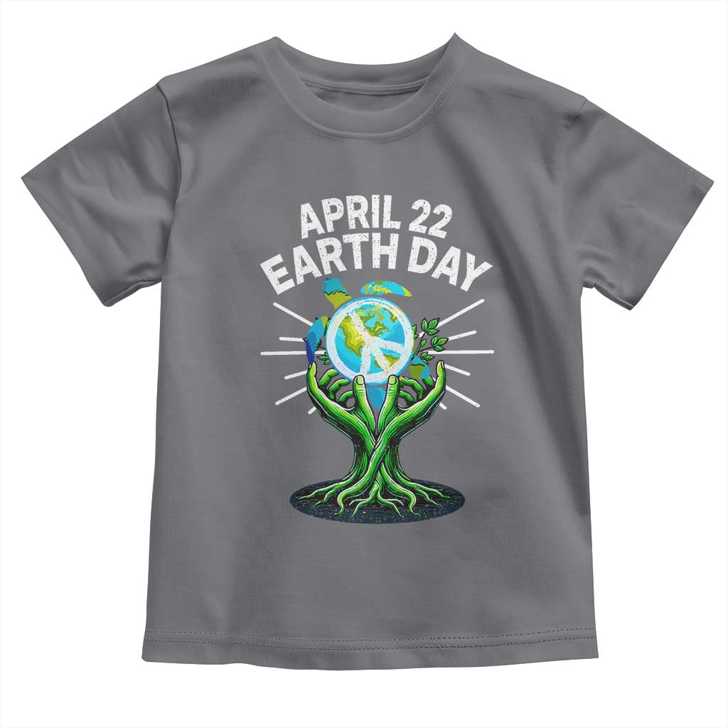 Happy Earth Day April 22 Toddler T Shirt Restore Earth Sea Turtle Tree Peace Sign TS11 Charcoal Print Your Wear