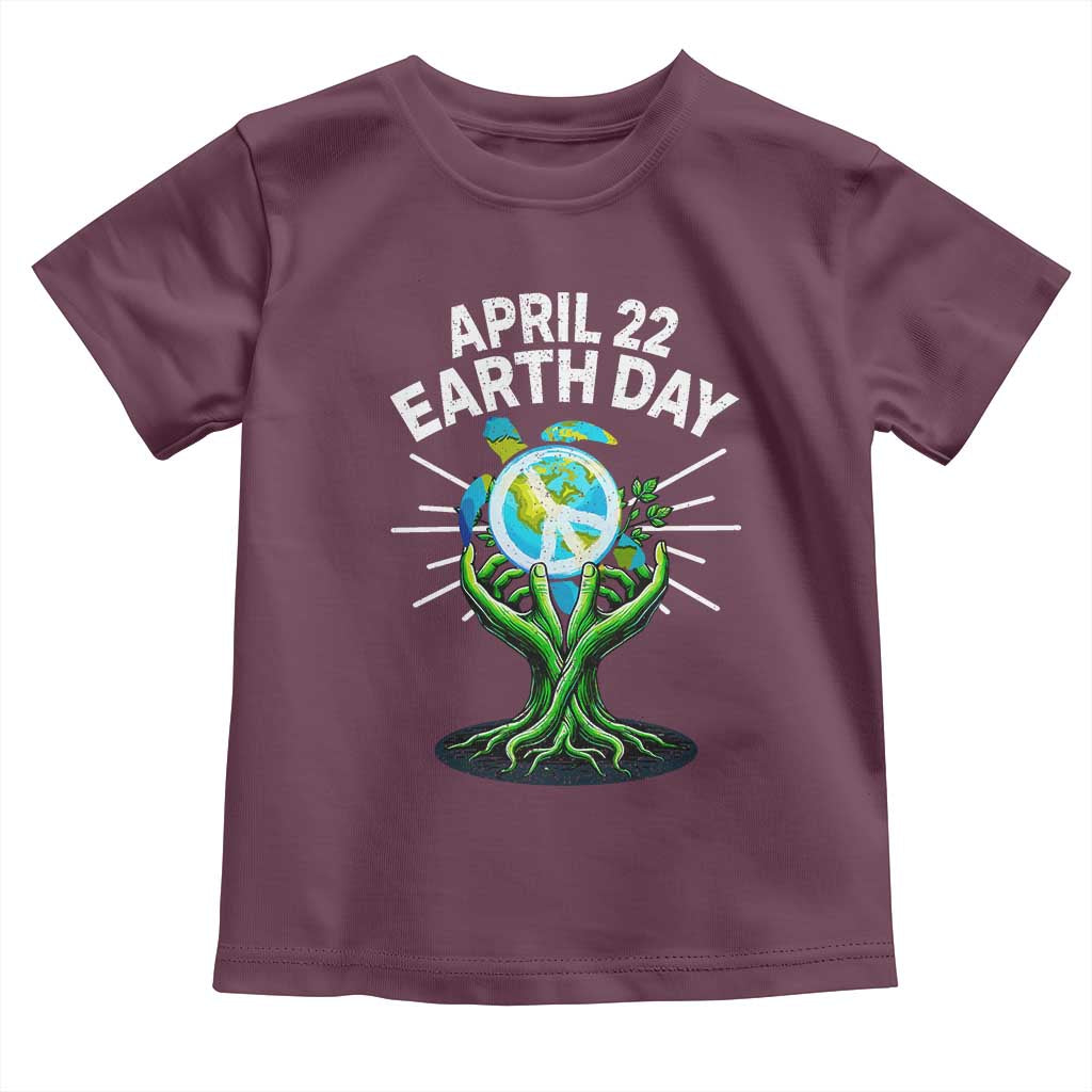 Happy Earth Day April 22 Toddler T Shirt Restore Earth Sea Turtle Tree Peace Sign TS11 Maroon Print Your Wear
