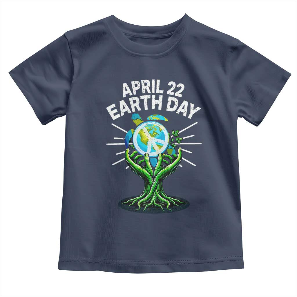 Happy Earth Day April 22 Toddler T Shirt Restore Earth Sea Turtle Tree Peace Sign TS11 Navy Print Your Wear
