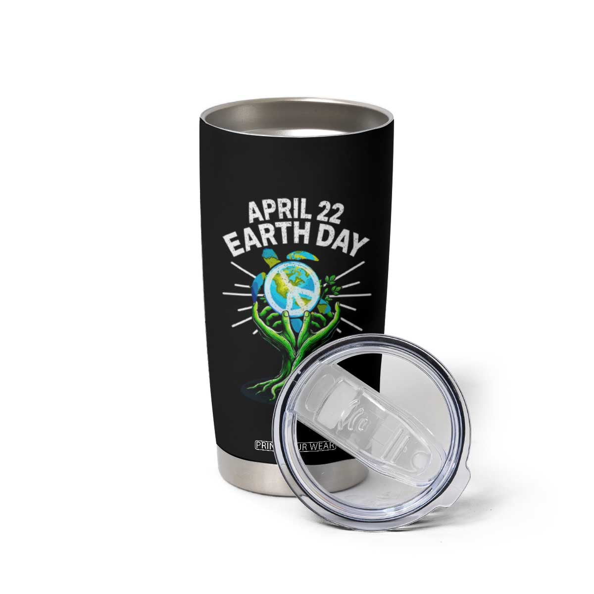 Happy Earth Day April 22 Tumbler Cup Restore Earth Sea Turtle Tree Peace Sign TS11 Print Your Wear