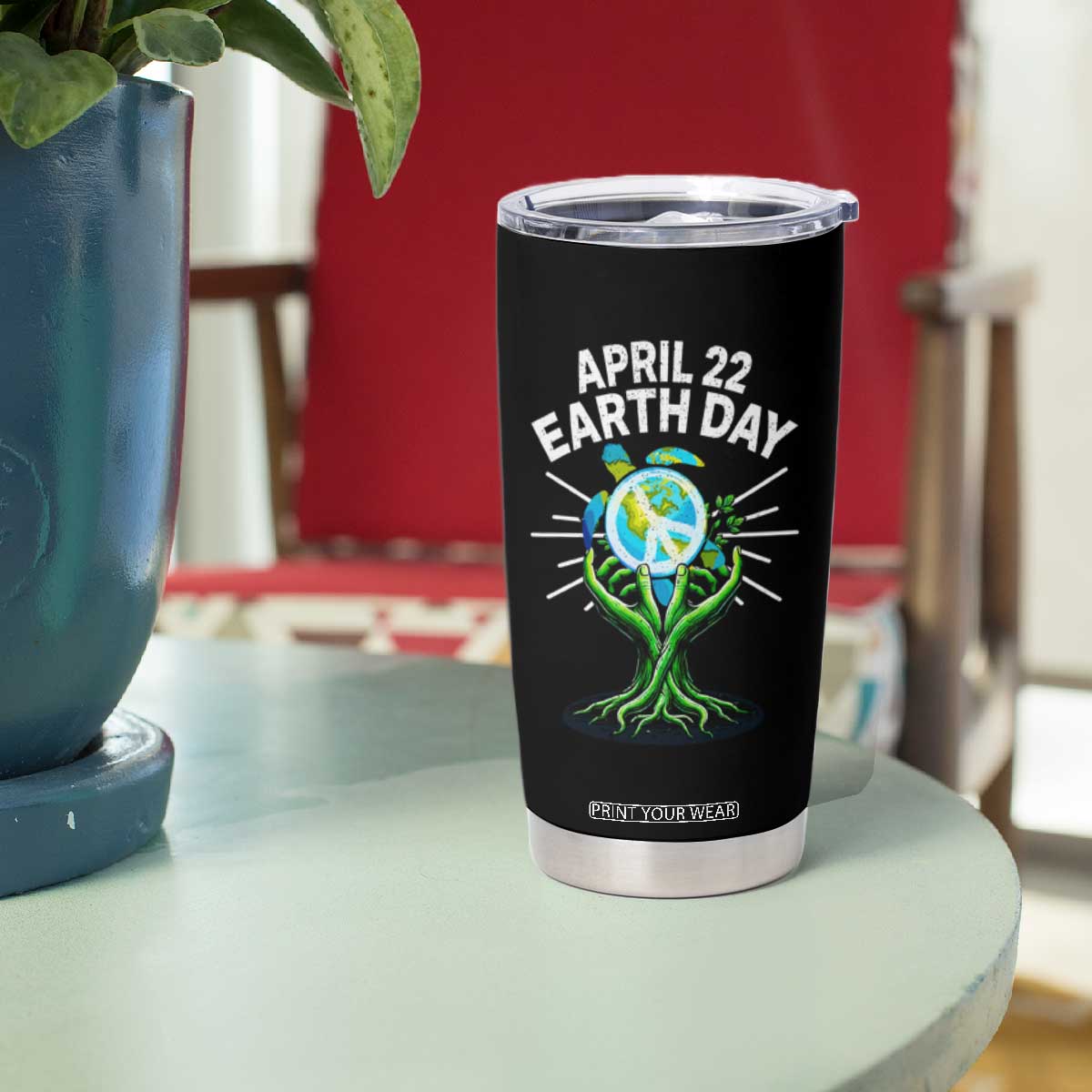Happy Earth Day April 22 Tumbler Cup Restore Earth Sea Turtle Tree Peace Sign TS11 Print Your Wear