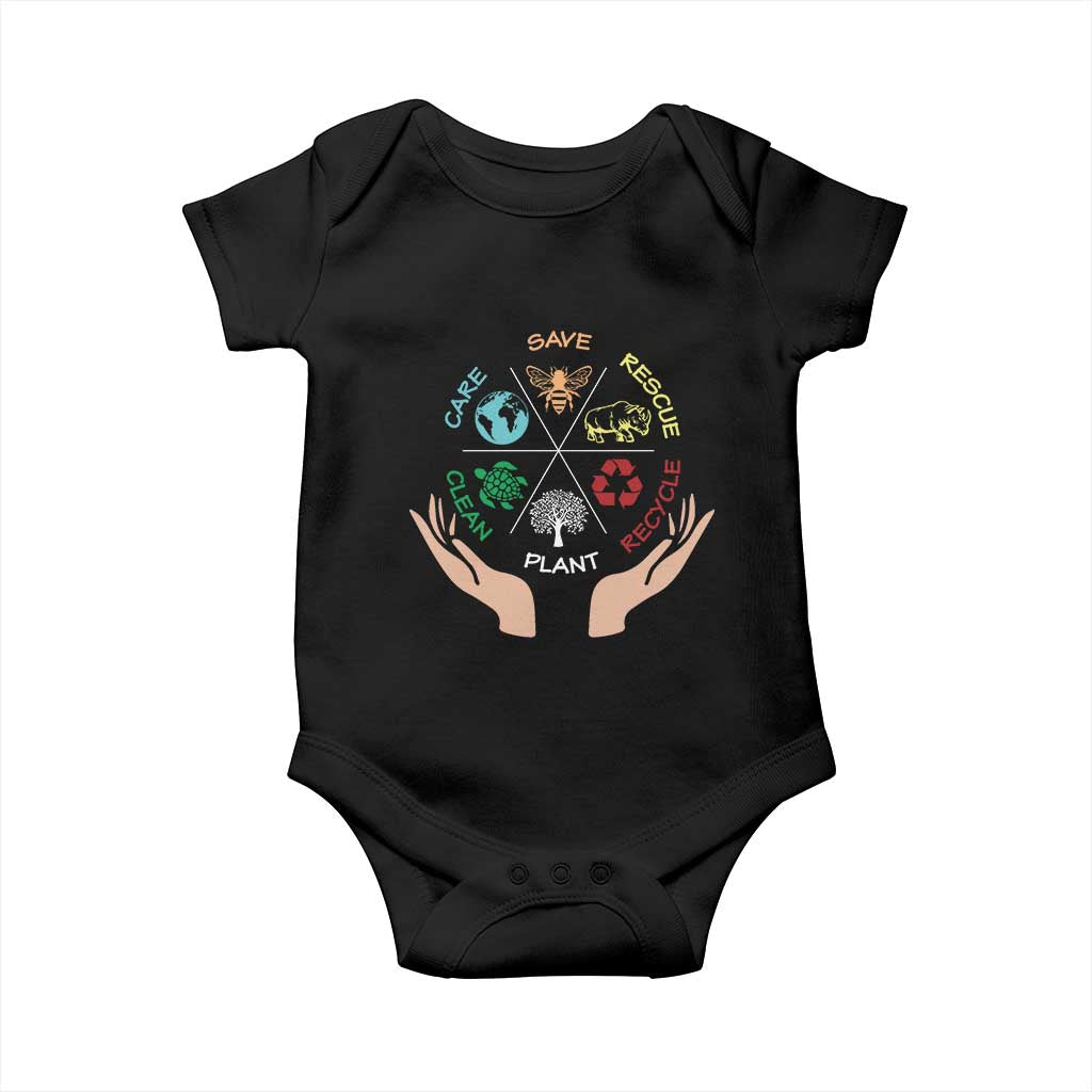 Save Bees Rescue Animals Recycle Plastic Plant Tree Baby Onesie Earth Day TS11 Black Print Your Wear