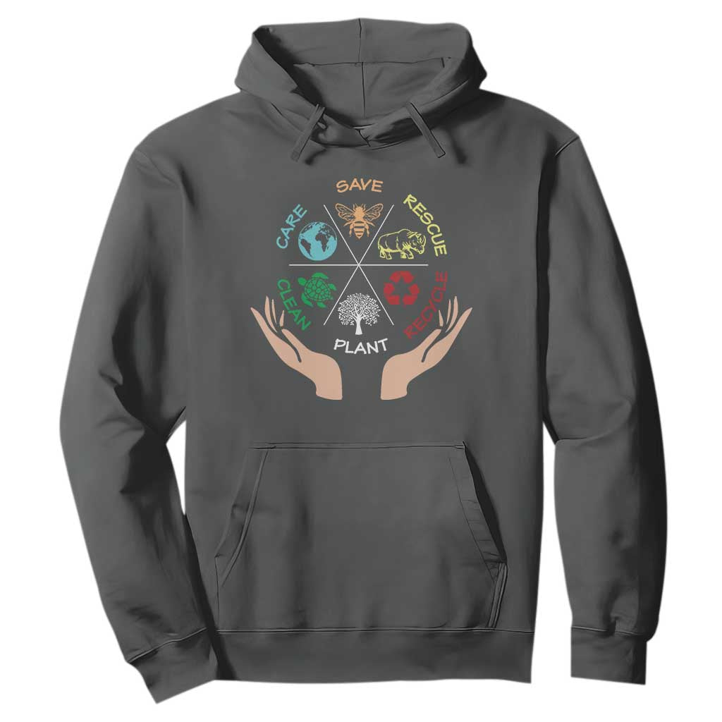 Save Bees Rescue Animals Recycle Plastic Plant Tree Hoodie Earth Day TS11 Dark Heather Print Your Wear