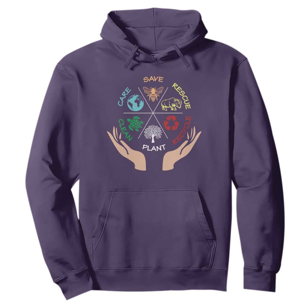 Save Bees Rescue Animals Recycle Plastic Plant Tree Hoodie Earth Day TS11 Purple Print Your Wear