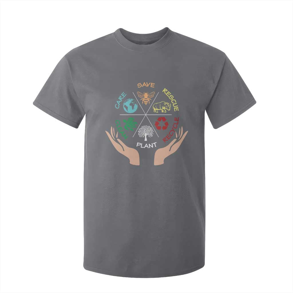 Save Bees Rescue Animals Recycle Plastic Plant Tree T Shirt For Kid Earth Day TS11 Charcoal Print Your Wear