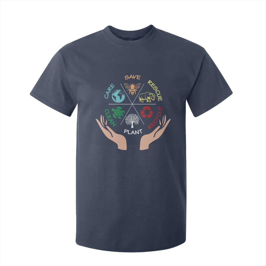 Save Bees Rescue Animals Recycle Plastic Plant Tree T Shirt For Kid Earth Day TS11 Navy Print Your Wear