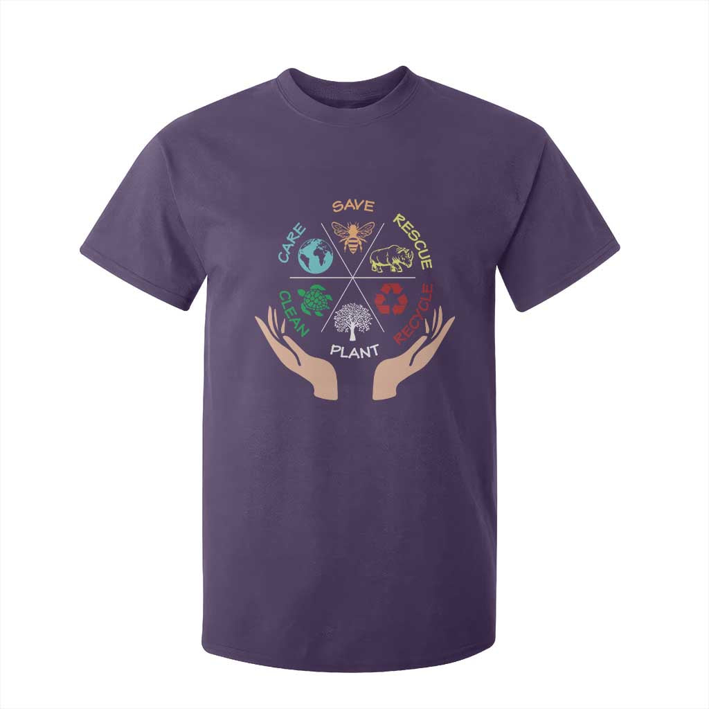 Save Bees Rescue Animals Recycle Plastic Plant Tree T Shirt For Kid Earth Day TS11 Purple Print Your Wear