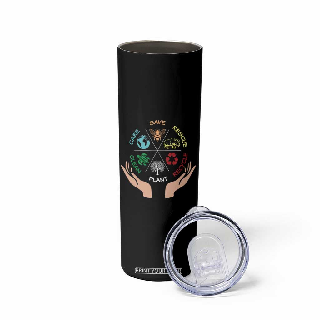 Save Bees Rescue Animals Recycle Plastic Plant Tree Skinny Tumbler Earth Day TS11 Print Your Wear