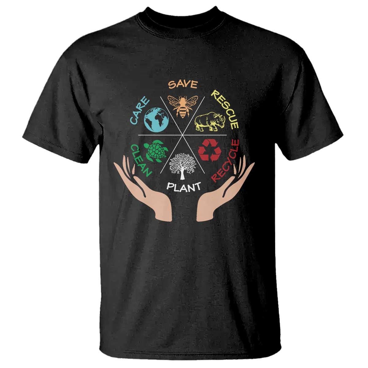 Save Bees Rescue Animals Recycle Plastic Plant Tree T Shirt Earth Day TS11 Black Print Your Wear