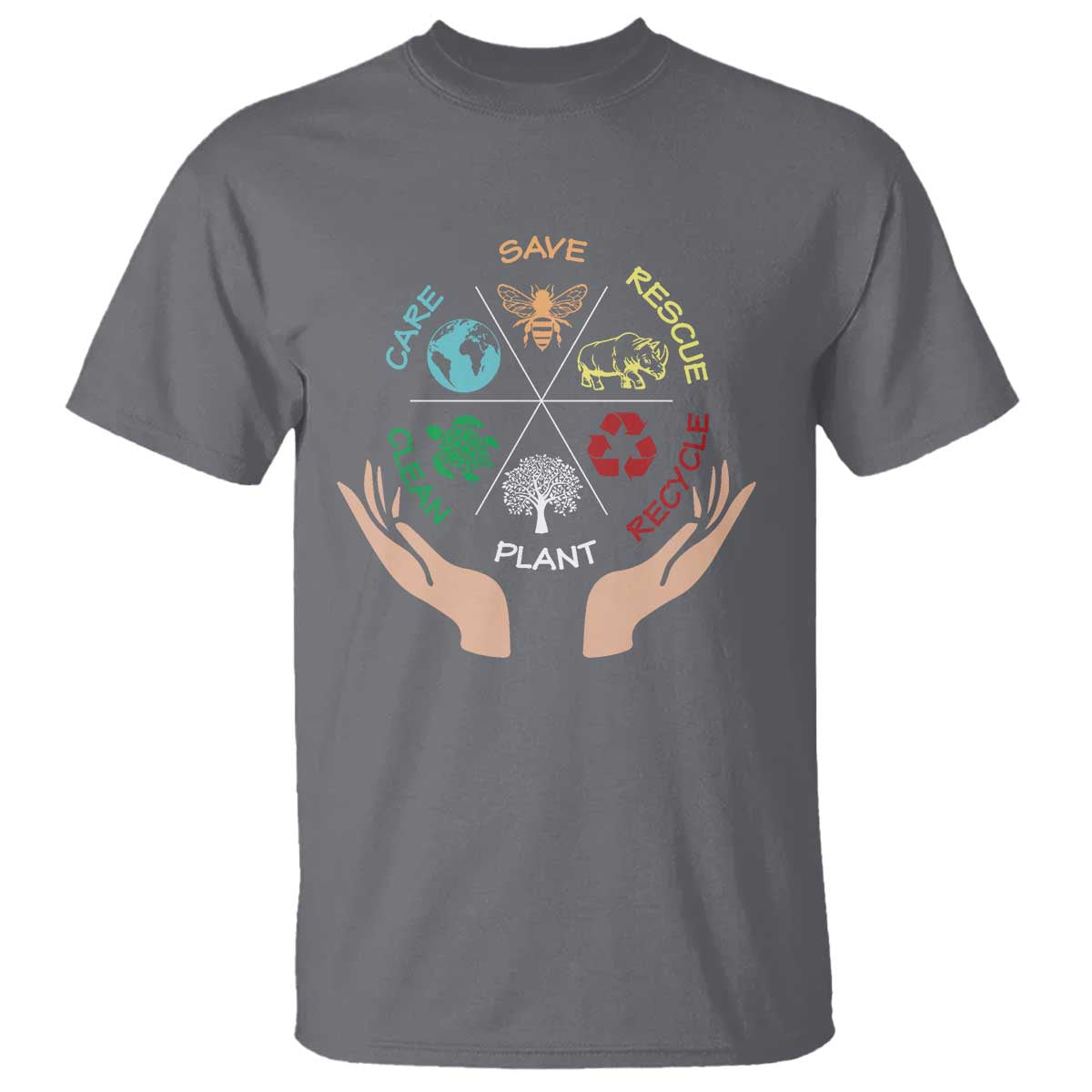 Save Bees Rescue Animals Recycle Plastic Plant Tree T Shirt Earth Day TS11 Charcoal Print Your Wear