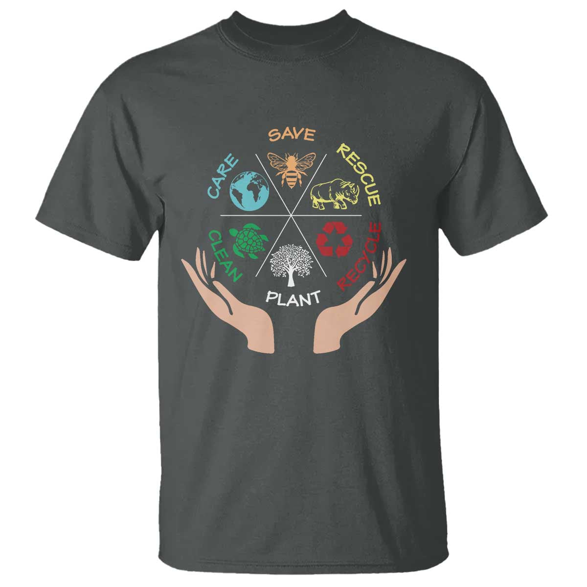 Save Bees Rescue Animals Recycle Plastic Plant Tree T Shirt Earth Day TS11 Dark Heather Print Your Wear