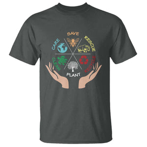 Save Bees Rescue Animals Recycle Plastic Plant Tree T Shirt Earth Day TS11 Dark Heather Print Your Wear