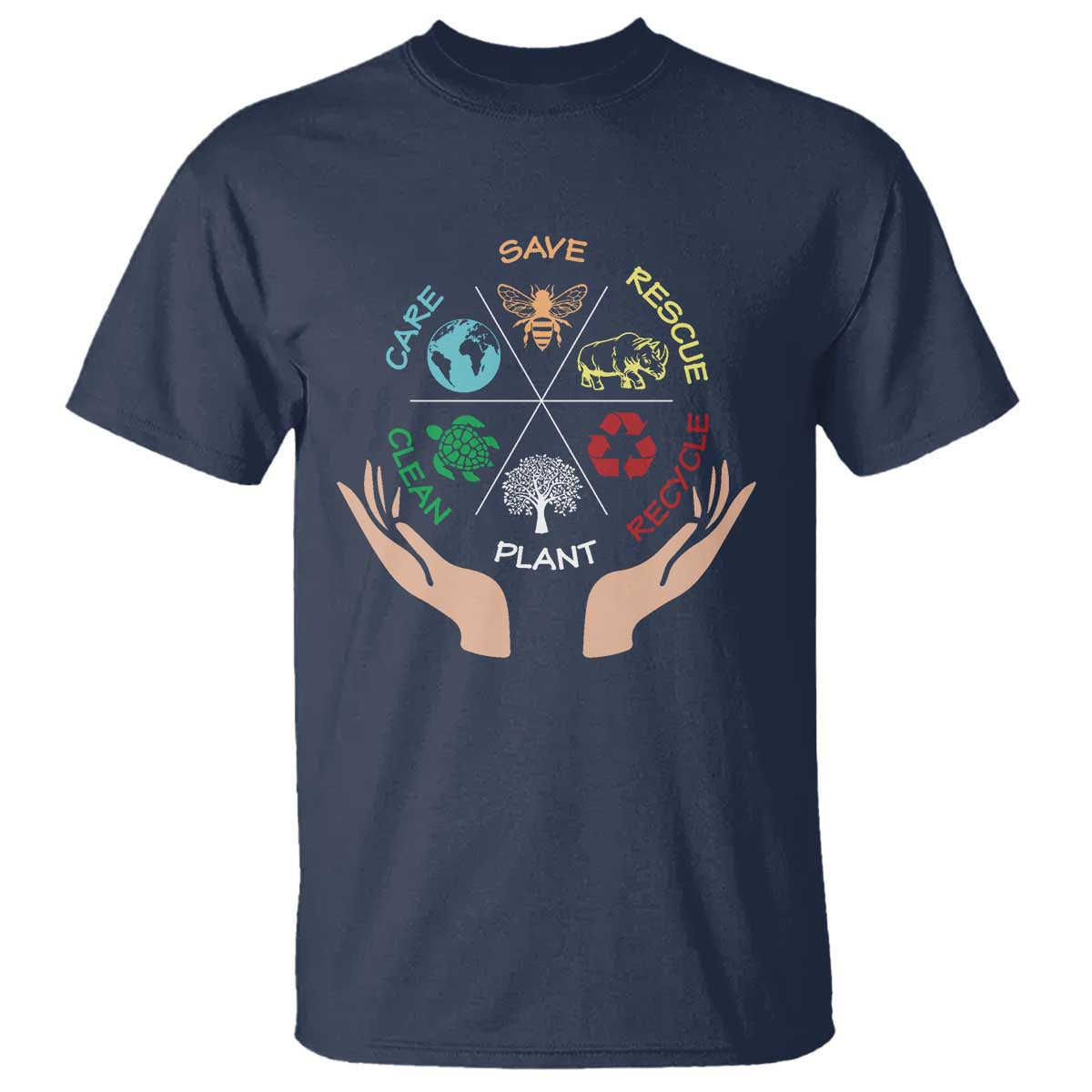 Save Bees Rescue Animals Recycle Plastic Plant Tree T Shirt Earth Day TS11 Navy Print Your Wear