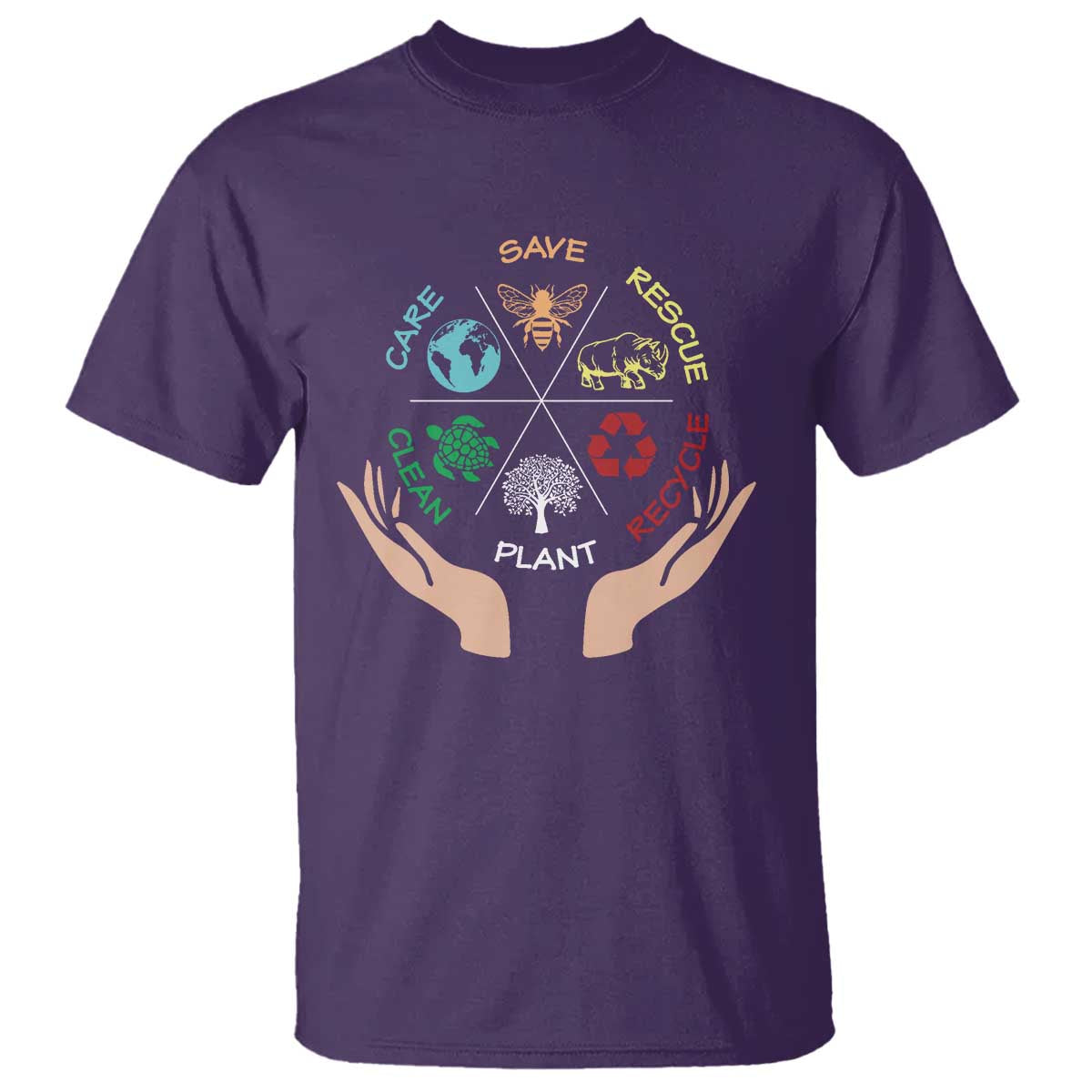 Save Bees Rescue Animals Recycle Plastic Plant Tree T Shirt Earth Day TS11 Purple Print Your Wear