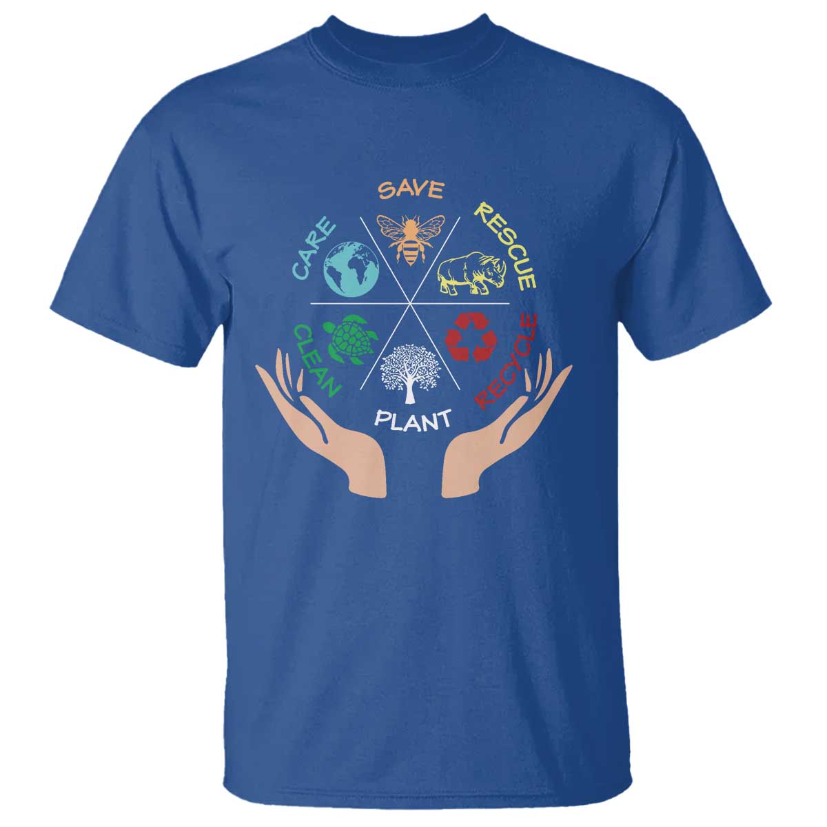 Save Bees Rescue Animals Recycle Plastic Plant Tree T Shirt Earth Day TS11 Royal Blue Print Your Wear