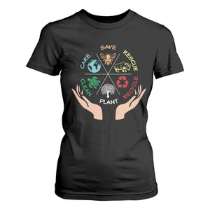 Save Bees Rescue Animals Recycle Plastic Plant Tree T Shirt For Women Earth Day TS11 Black Print Your Wear