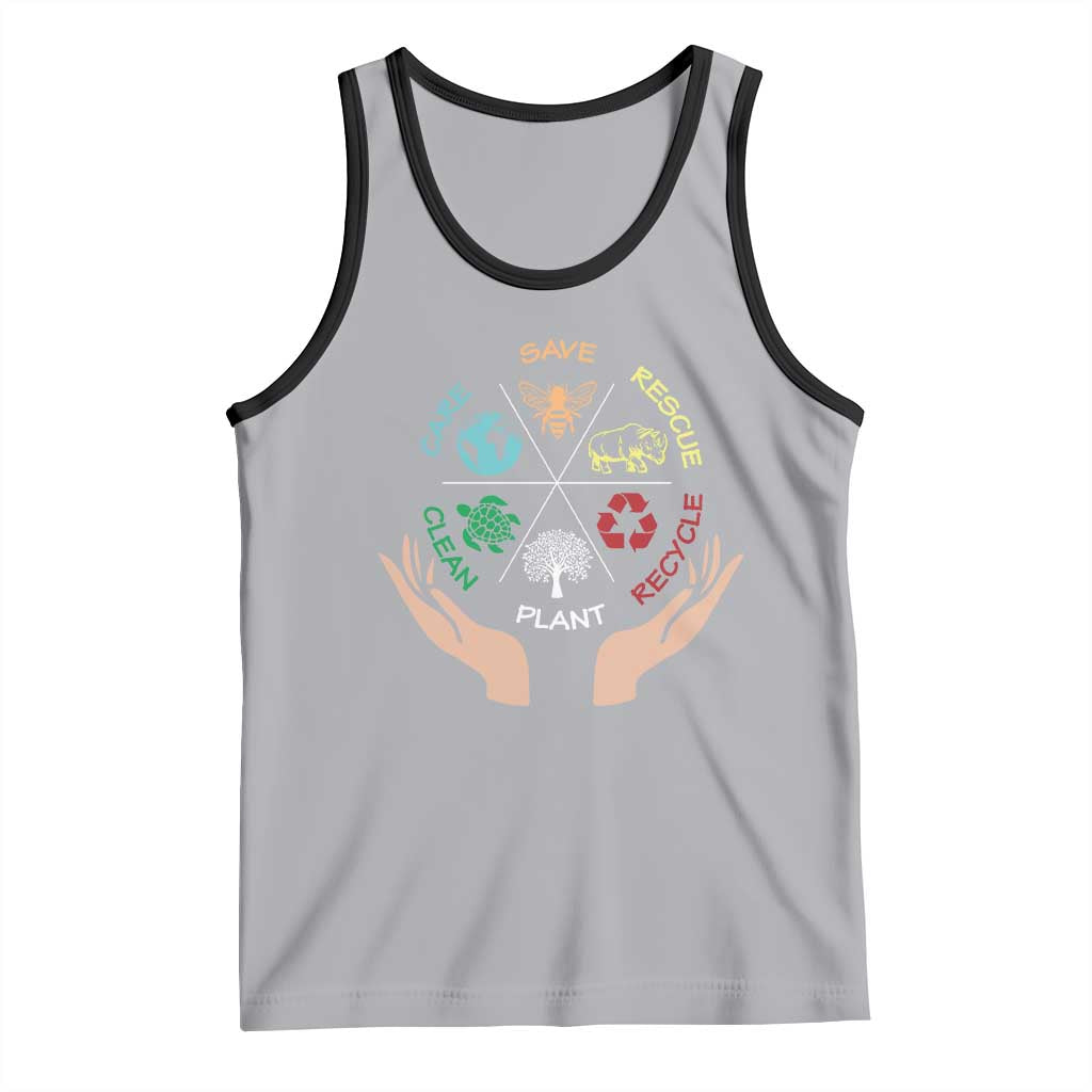Save Bees Rescue Animals Recycle Plastic Plant Tree Tank Top Earth Day TS11 Athletic Heather Black Print Your Wear