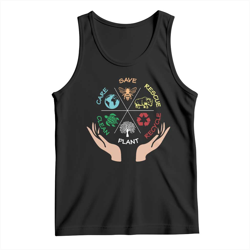 Save Bees Rescue Animals Recycle Plastic Plant Tree Tank Top Earth Day TS11 Black Print Your Wear