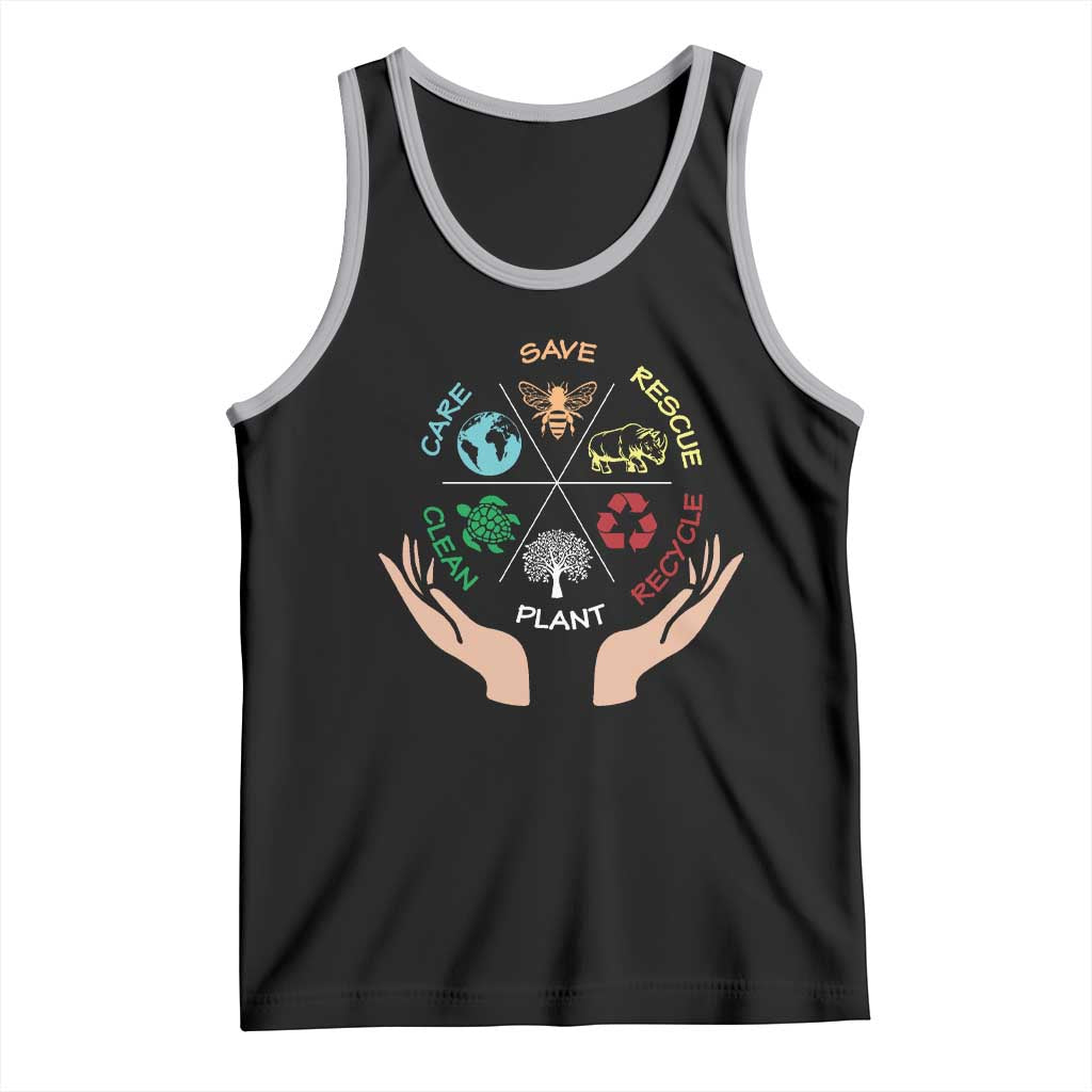 Save Bees Rescue Animals Recycle Plastic Plant Tree Tank Top Earth Day TS11 Black Athletic Heather Print Your Wear