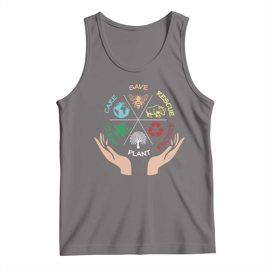 Save Bees Rescue Animals Recycle Plastic Plant Tree Tank Top Earth Day TS11 Deep Heather Print Your Wear