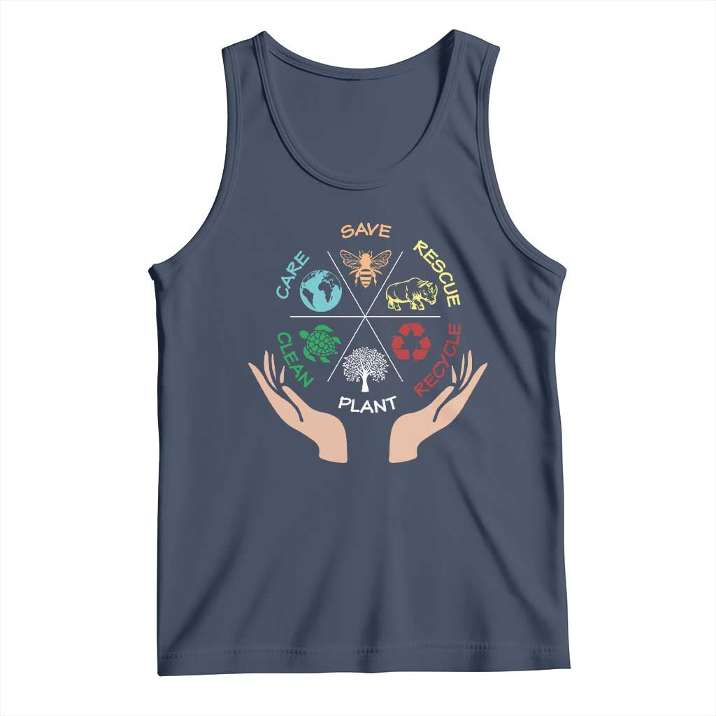 Save Bees Rescue Animals Recycle Plastic Plant Tree Tank Top Earth Day TS11 Navy Print Your Wear