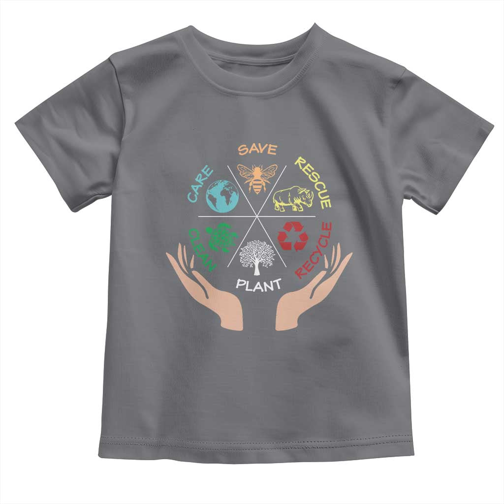 Save Bees Rescue Animals Recycle Plastic Plant Tree Toddler T Shirt Earth Day TS11 Charcoal Print Your Wear