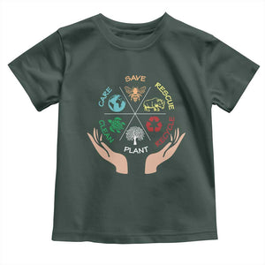 Save Bees Rescue Animals Recycle Plastic Plant Tree Toddler T Shirt Earth Day TS11 Dark Forest Green Print Your Wear