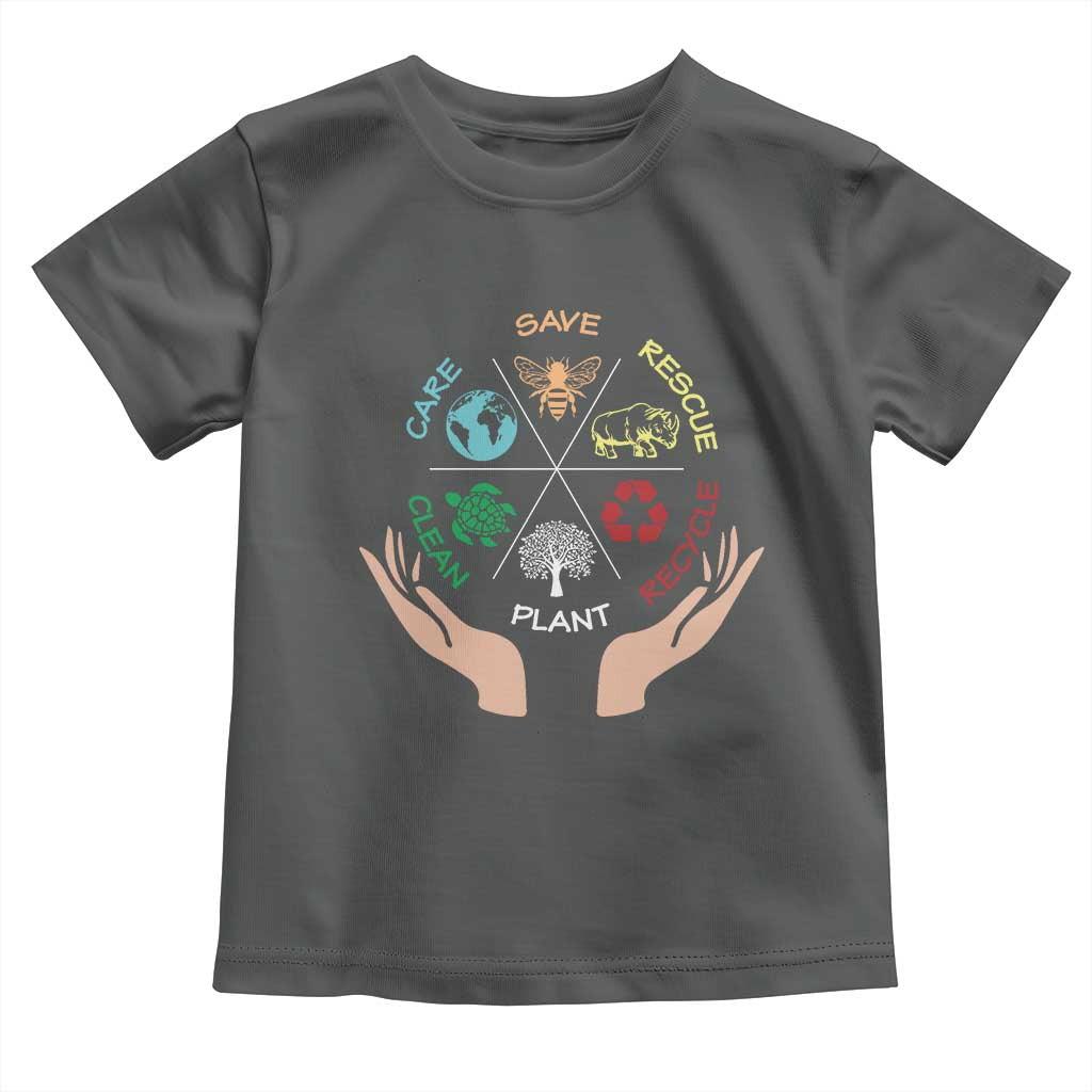 Save Bees Rescue Animals Recycle Plastic Plant Tree Toddler T Shirt Earth Day TS11 Dark Heather Print Your Wear
