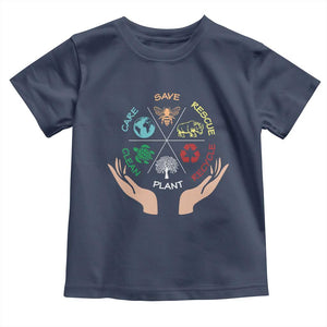 Save Bees Rescue Animals Recycle Plastic Plant Tree Toddler T Shirt Earth Day TS11 Navy Print Your Wear