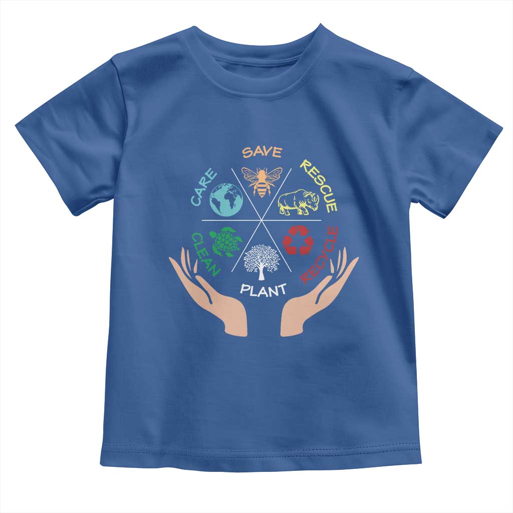 Save Bees Rescue Animals Recycle Plastic Plant Tree Toddler T Shirt Earth Day TS11 Royal Blue Print Your Wear