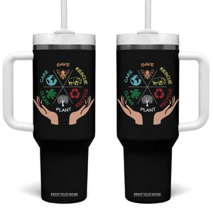 Save Bees Rescue Animals Recycle Plastic Plant Tree Tumbler With Handle Earth Day TS11 One Size: 40 oz Black Print Your Wear