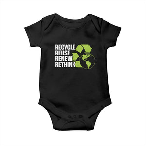 Recycle Reuse Renew Rethink Environmental Activism Baby Onesie TS11 Black Print Your Wear