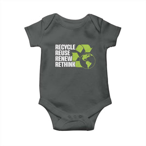 Recycle Reuse Renew Rethink Environmental Activism Baby Onesie TS11 Dark Heather Print Your Wear