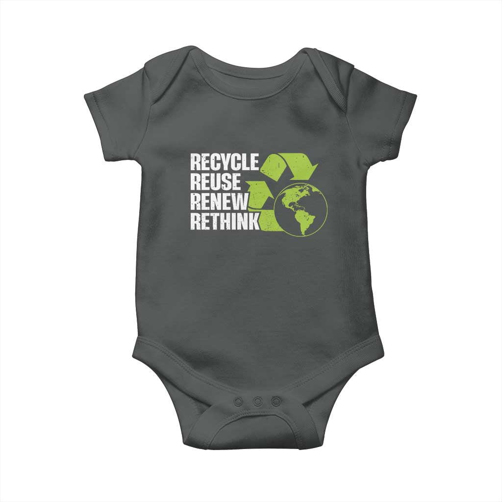 Recycle Reuse Renew Rethink Environmental Activism Baby Onesie TS11 Dark Heather Print Your Wear