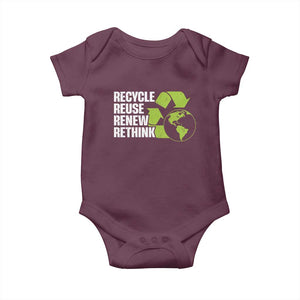 Recycle Reuse Renew Rethink Environmental Activism Baby Onesie TS11 Maroon Print Your Wear