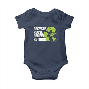 Recycle Reuse Renew Rethink Environmental Activism Baby Onesie TS11 Navy Print Your Wear
